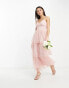 Фото #1 товара Vila Bridesmaid tulle dobby maxi dress with tiered skirt in pink