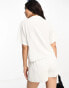 Фото #3 товара Miss Selfridge linen blend chuck on resort shorts co-ord in white