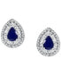 Фото #3 товара EFFY® Sapphire (1-3/8 ct. t.w.) & Diamond (5/8 ct. t.w.) Halo Stud Earrings in 14k White Gold