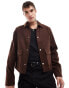 ASOS DESIGN boxy harrington wool look jacket in brown