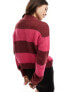 Vila knitted high neck jumper in red stripe