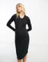 Threadbare Maternity button down front midi dress in black