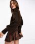 Monki cropped knitted jumper in brown