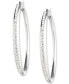 Sterling Silver Medium Pavé Sculpted Hoop Earrings, 1.21"