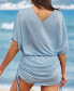 Фото #3 товара Women's Ruched Flared Sleeve Mini Cover-Up Beach Dress