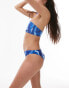 Topshop – Gerippte Bikinihose in Blau mit Blumenmuster Blaues Batikmuster, 34 - фото #2