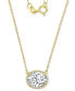 ფოტო #1 პროდუქტის Cubic Zirconia Halo Pendant Necklace in 14k Gold-Plated Sterling Silver, 16" + 2" extender