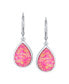 Фото #4 товара Pink Synthetic Opal Pear Shaped Simple Teardrop Dangle Earrings For Women Sterling Silver Lever back