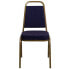 Фото #3 товара Hercules Series Trapezoidal Back Stacking Banquet Chair In Navy Patterned Fabric - Gold Frame