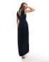 Фото #2 товара TFNC Bridesmaid satin pleated maxi dress in navy