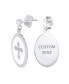 ფოტო #4 პროდუქტის Christian Religious Spiritual White Enamel Oval Fleur De Lis Dangle Cross Earrings For Women Teens .925 Sterling Silver