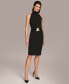 Women's Mock Neck Wrap-Waist Jersey Dress