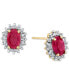ფოტო #3 პროდუქტის Ruby (1-1/5 ct. t.w.) & Diamond (1/4 ct. t.w.) Halo Stud Earrings in 10k Gold