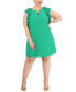 Фото #1 товара Plus Size Jewel-Neck Pleat-Sleeve Dress