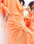 Фото #4 товара ASOS EDITION long sleeve ruched maxi dress in orange