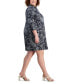 Plus Size Printed Collared 3/4-Sleeve Dress