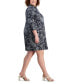 ფოტო #3 პროდუქტის Plus Size Printed Collared 3/4-Sleeve Dress