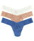 Women's Daily Lace Low Rise 3 Pack Thong Underwear