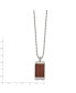 Chisel brushed with Wood Inlay Pendant on a Ball Chain Necklace