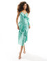 Y.A.S Bridesmaid jacquard cami maxi dress with ruffle detail in green