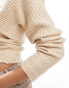 Pieces relaxed knitted bolero co-ord in cream melange