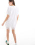 Miss Selfridge festival lace hem t-shirt dress in white weiß, 40 - фото #4