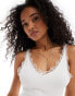 Фото #1 товара Pull&Bear lace trim cami in white