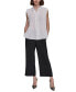 ფოტო #7 პროდუქტის Women's Scalloped Pleated Button-Down Top