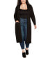 Black Label Plus Size Rhinestone-Trim Belted Duster Cardigan Sweater