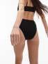 Topshop crochet high waist high leg bikini bottoms in black