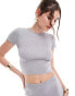 4th & Reckless fine knit t-shirt co-ord in grey grau, 42 - фото #1