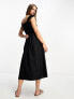 Фото #4 товара Abercrombie & Fitch puff strap corset detail midi dress in black