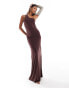 ASOS DESIGN colour block wrap around sleeve maxi dress with trim hardware in chocolate