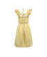 Women's Flutter Sleeve Sun Dress Yellow Plaid Linen, 8 - фото #7