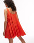 Topshop topstitch mini chuck on dress in orange Оранжевый, 34 - фото #4