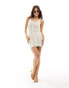 Фото #1 товара Bershka scallop crochet mini dress in ecru