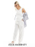 Фото #1 товара ASOS DESIGN Maternity wide leg pull on trouser with linen in white