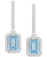 ფოტო #3 პროდუქტის Aquamarine (1-3/4 ct. t.w.) & Diamond (1/3 ct. t.w.) Halo Leverback Drop Earrings in Sterling Silver