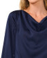 Women's Cowlneck Blouson-Sleeve Blouse