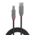 Lindy 5m USB 2.0 Type A to B Cable - Anthra Line - 5 m - USB A - USB B - USB 2.0 - 480 Mbit/s - Black