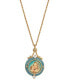 ფოტო #1 პროდუქტის 14K Gold-Dipped Blue Enamel Mary and Child Pendant Necklace