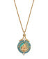 14K Gold-Dipped Blue Enamel Mary and Child Pendant Necklace