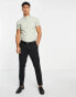 ASOS DESIGN skinny shirt with grandad collar in sage green