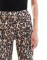 ONLY Tall ribbed flared trousers in leopard print