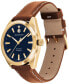 ფოტო #3 პროდუქტის Men's Heritage Datron Swiss Automatic Cognac Genuine Leather Strap Watch 40mm