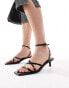 Pull&Bear strappy square toe kitten heel sandal in black Черный, EU 36 - EU36 - фото #1