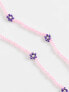 DesignB London beaded floral belly chain in pink