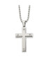 Brushed and Polished Cross Pendant on a Ball Chain Necklace