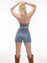 Фото #1 товара Topshop Hourglass denim a-line mom short with rip in mid blue