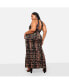 Фото #2 товара Plus Size Indie Abstract Print Halter Maxi Bodycon Dress